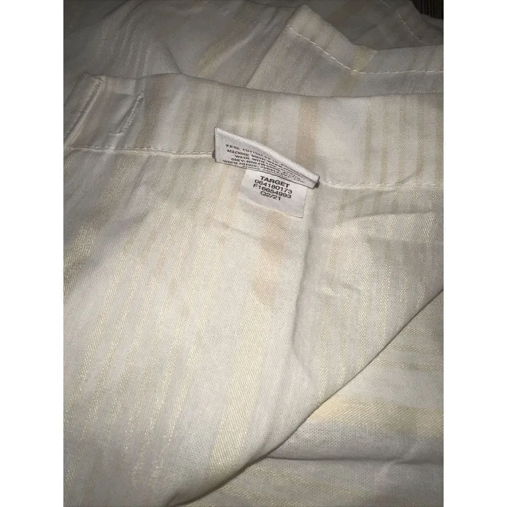 Threshold Shower Curtain w/ Standard Top ~ Tan & White Variegated Stripe New